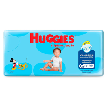 FRALDA HUGGIES TRIPLA PROTECAO G MEGA 36UN FRALDA HUGGIES TRIPLA PROTECAO G MEGA 36UN