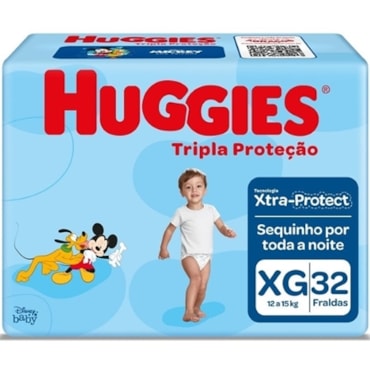 FRALDA HUGGIES TRIPLA PROTECAO XG MEGA 32UN