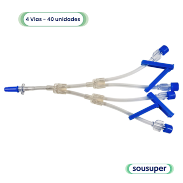 Infusor Multivias 4 Vias com Clamp Luer Slip c/30 Descarpack