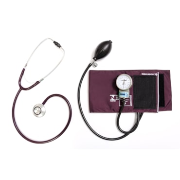 Kit Aparelho Medidor de Pressão + Estetoscópio Unisson Adulto Vinho Pamed Kit Aparelho Medidor de Pressão + Estetoscópio Unisson Adulto Vinho Pamed