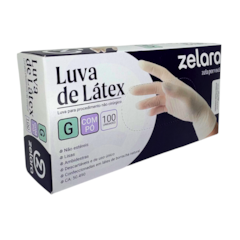 Luva de Látex com Pó G caixa c/10 cartuchos Zelara