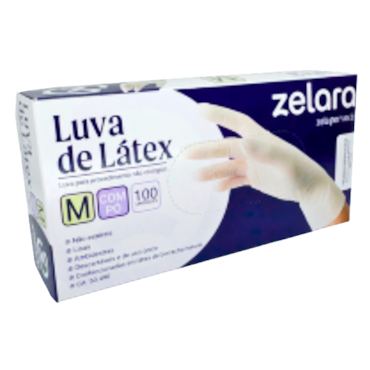 Luva de Látex com Pó M c/100 Zelara
