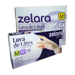 Luva de Látex com Pó M caixa c/10 cartuchos Zelara
