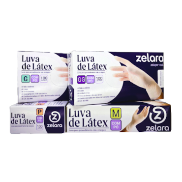 Luva de Látex com Pó PP caixa c/10 cartuchos Zelara