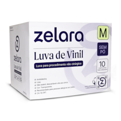 Luva de Vinil para Procedimento M Caixa c/10 Cartuchos Zelara