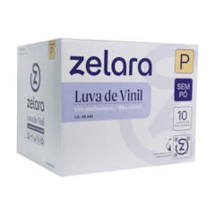 Luva de Vinil para uso profissional P caixa c/10 cartuchos Zelara