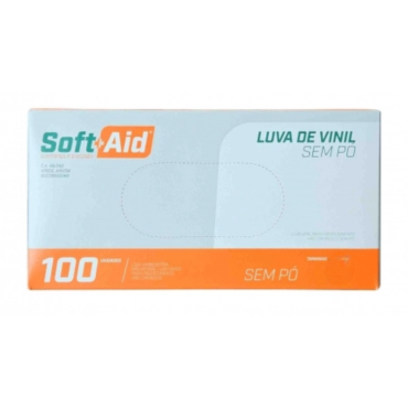 Luva de Viníl sem Pó M c/20 Cartuchos Soft Aid