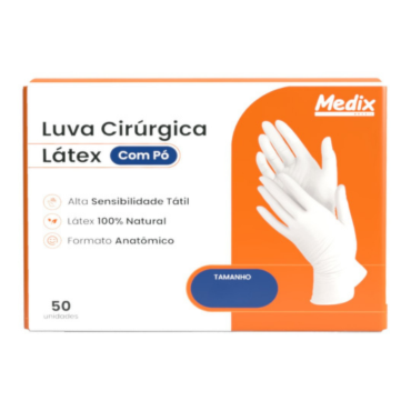 Luva Estéril para Procedimento Cirúrgico de Látex com Pó 7,5 c/50 pares Medix Luva Estéril para Procedimento Cirúrgico de Látex com Pó 7,5 c/50 pares Medix