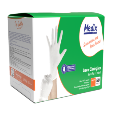 Luva Estéril para Procedimento Cirúrgico de Látex Sem Pó 8,5 c/50 Pares Medix Luva Estéril para Procedimento Cirúrgico de Látex Sem Pó 8,5 c/50 Pares Medix