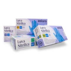 Luva Nitrílica Azul sem Pó M c/100 Zelara