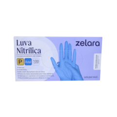 Luva Nitrílica Azul sem Pó P c/100 Zelara