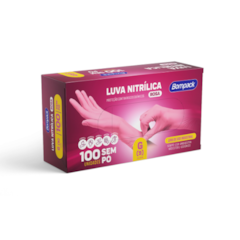 Luva Nitrílica Rosa G c/100 Bompack