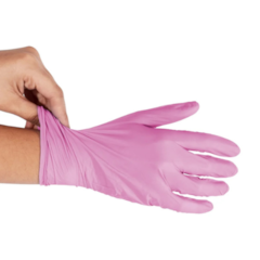 Luva Nitrílica Rosa M c/100 Descarpack
