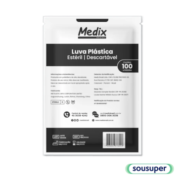 Luva Plástica Estéril Embalada Individualmente C/100 Medix Luva Plástica Estéril Embalada Individualmente C/100 Medix