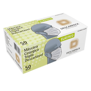 Máscara Cirúrgica Tripla c/ Elástico Caixa c/50 Descarpack Máscara Cirúrgica Tripla c/ Elástico Caixa c/50 Descarpack