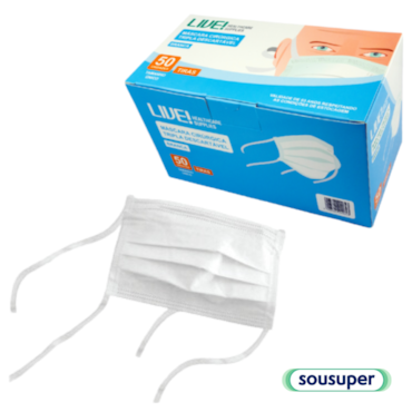 Máscara Cirúrgica Tripla Tiras c/50 Live Máscara Cirúrgica Tripla Tiras c/50 Live