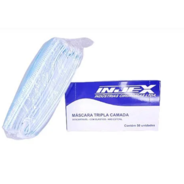Máscara Tripla c/clips Elástico c/50 Injex Máscara Tripla c/clips Elástico c/50 Injex