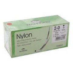 Nylon Preto 2/0 45cm 3/8 20mm c/24 Technofio