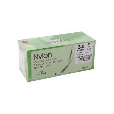 Nylon Preto 2/0 45cm 3/8 20mm c/24 Technofio