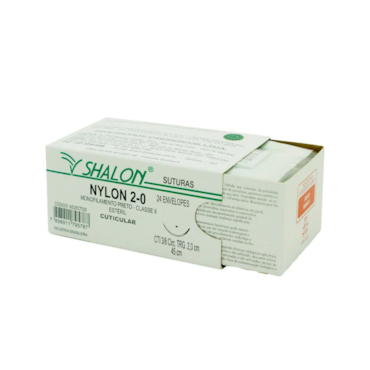 Nylon Preto 2/0 45cm 3/8 30mm c/24 Shalon Nylon Preto 2/0 45cm 3/8 30mm c/24 Shalon