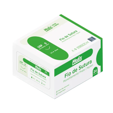 Nylon Preto 3/0 45cm 3/8 30mm c/24 Medix Nylon Preto 3/0 45cm 3/8 30mm c/24 Medix