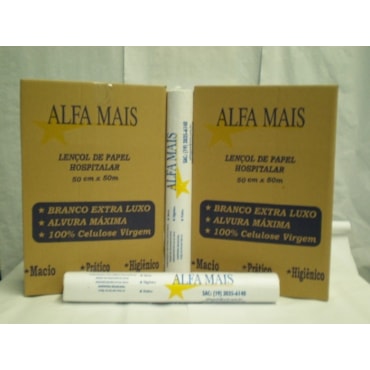 Papel Lençol 50cmx50m 100%celulose c/10 Alfa Mais