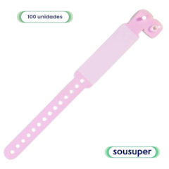 Pulseira de Identificação Infantil Rosa c/100 Wiltex