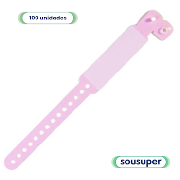 Pulseira de Identificação Infantil Rosa c/100 Wiltex