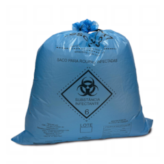 Saco para Lixo Hospitalar Hamper com Fita 120L Azul c/50 Descarbox