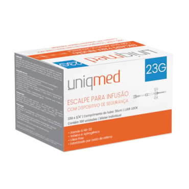 Scalp para Infusão com Dispositivo de Segurança 23G c/100 Uniqmed