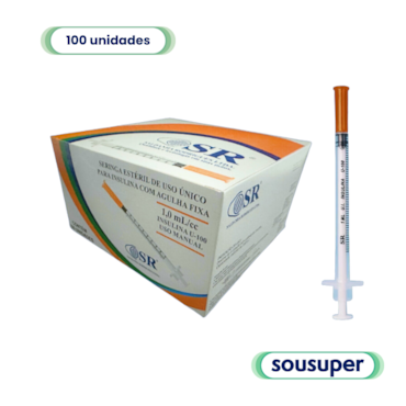 Seringa de Insulina 1ml com Agulha 30G 0,30 x 8mm c/100 SR Seringa de Insulina 1ml com Agulha 30G 0,30 x 8mm c/100 SR