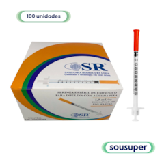 Seringa de Insulina 1ml com Agulha 31G 0,25 x 6mm c/100 SR