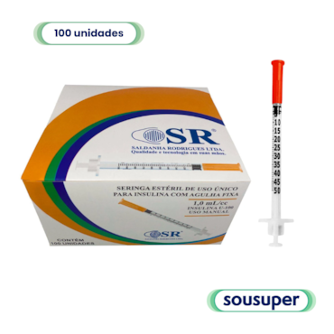 Seringa de Insulina 1ml com Agulha 31G 0,25 x 6mm c/100 SR Seringa de Insulina 1ml com Agulha 31G 0,25 x 6mm c/100 SR