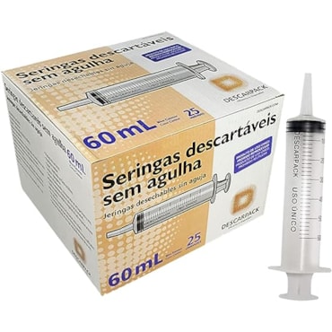 Seringa Descartável 60ml Luer Cateter Bico Curto c/25 Descarpack Seringa Descartável 60ml Luer Cateter Bico Curto c/25 Descarpack
