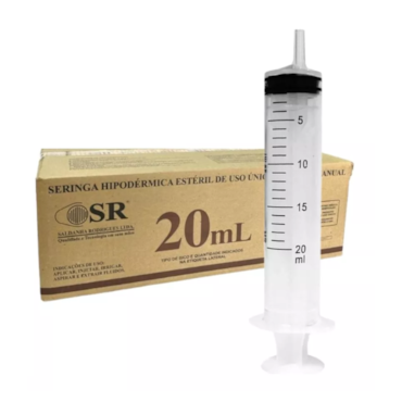Seringa Hipodérmica 20ml Luer Slip c/250 SR
