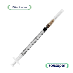 Seringa para Insulina 01ml com Agulha 27G 13mm x 0,40mm c/100 Wiltex