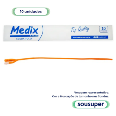 Sonda Foley de Látex 2 Vias 12fr 15-30ml c/10 Medix Sonda Foley de Látex 2 Vias 12fr 15-30ml c/10 Medix