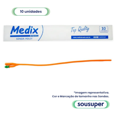 Sonda Foley de Látex 2 Vias 14fr 15-30ml c/10 Medix