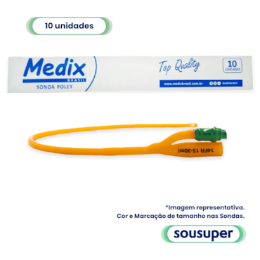 Sonda Foley de Látex 2 Vias 16fr 15-30ml c/10 Medix Sonda Foley de Látex 2 Vias 16fr 15-30ml c/10 Medix