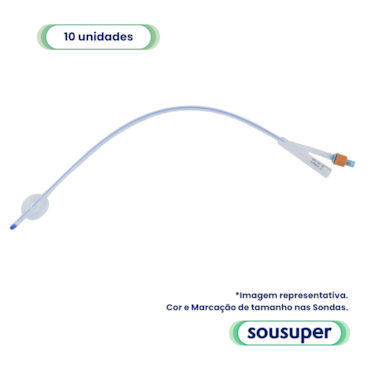 Sonda Foley Silicone 2 Vias 10fr 5ml c/10 Zelara