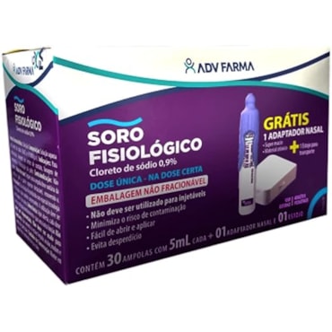 Soro Fisiológico 0,9% 5ml c/30 Adv Soro Fisiológico 0,9% 5ml c/30 Adv