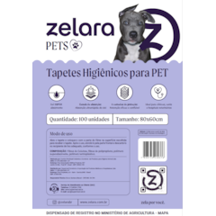 TAPETE HIGIÊNICO PARA PET 80X60 SEM FITA C/100 ZELARA