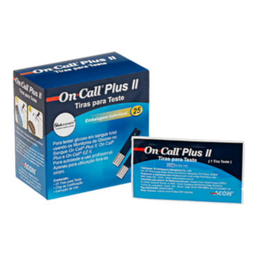 Tiras de Glicemia On Call Plus II Individuais c/25 Medlevenshon Tiras de Glicemia On Call Plus II Individuais c/25 Medlevenshon